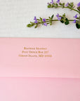 Butterfly Pink and Gold Foil Envelope Close Up