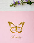 Butterfly Pink and Gold Foil Stationery Close Up