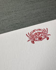 Crab Letterpress Cards with Magothy River Nautical Chart Envelope Liners, Set of 6