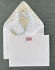 Crab Letterpress Cards with Magothy River Nautical Chart Envelope Liners, Set of 6