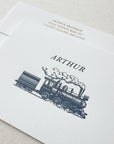Letterpress Train Stationery and Envelope Angle