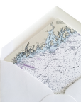Lobster Letterpress Cards with Maine Nautical Chart Envelope Liners, Set of 6