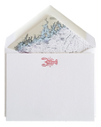Lobster Letterpress Cards with Maine Nautical Chart Envelope Liners, Set of 6
