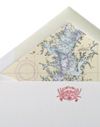 Crab Letterpress Cards with Chesapeake Bay Nautical Chart Envelope Liners, Set of 6
