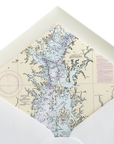 Crab Letterpress Cards with Chesapeake Bay Nautical Chart Envelope Liners, Set of 6