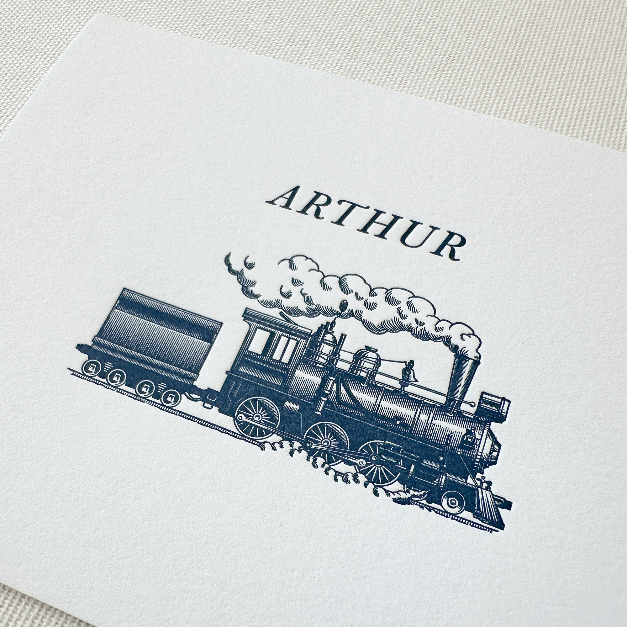 Letterpress Train Stationery Angle