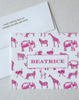 SafariLetterpress Stationery and Envelope Tilted in Pink