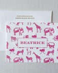 Safari Letterpress Stationery and Envelope in Pink