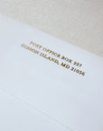 White Envelope with Gold Foil Printing Angle