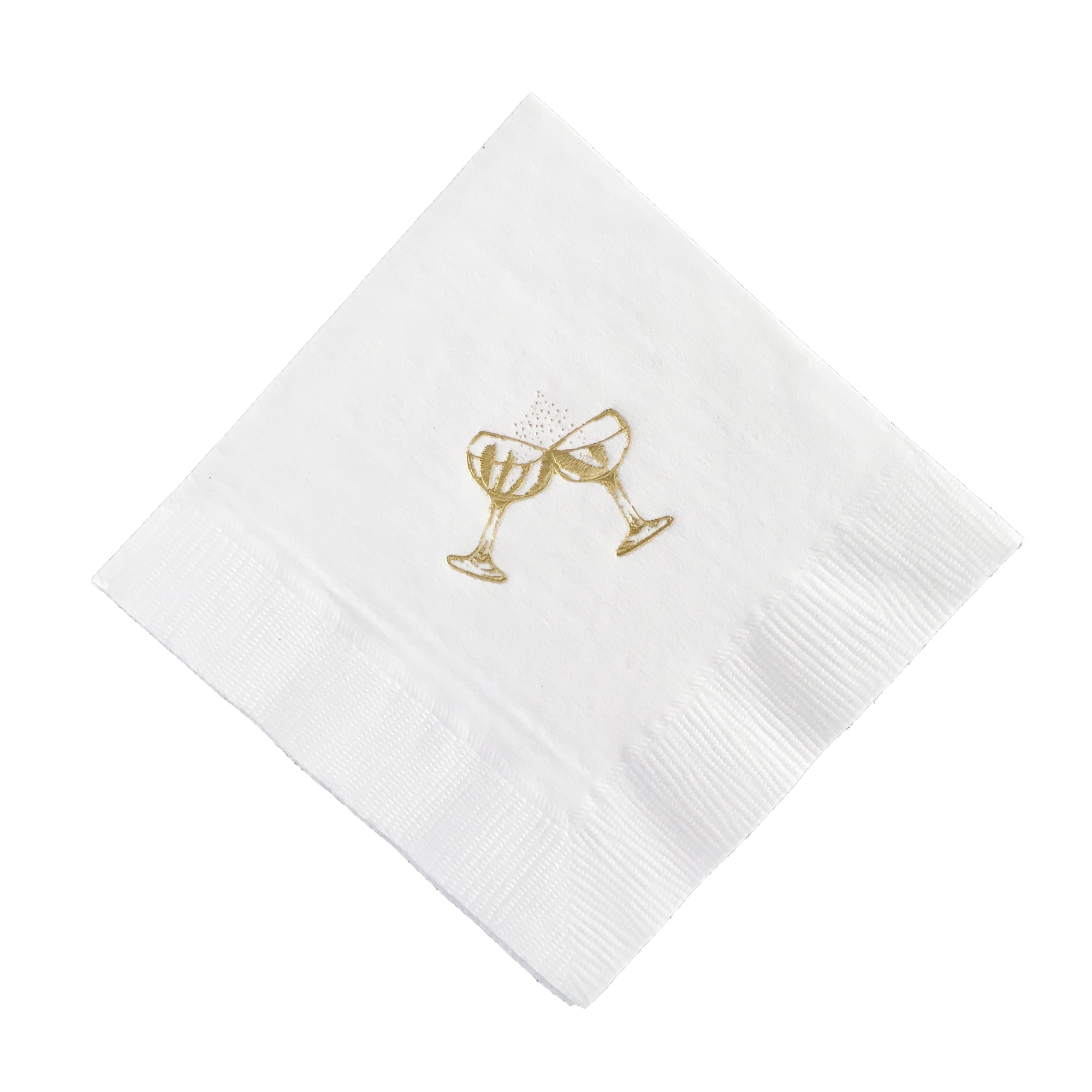 Champagne Coupe Gold Foil Cocktail Napkins, Set of 25