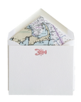 Lobster Letterpress Cards with Cape Cod Nautical Chart Envelope Liners, Set of 6