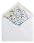 Lobster Letterpress Cards with Cape Cod Nautical Chart Envelope Liners, Set of 6