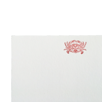 Crab Letterpress Cards with Chesapeake Bay Nautical Chart Envelope Liners, Set of 6