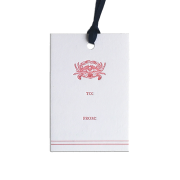 Crab Letterpress Gift Tags, Set of 6