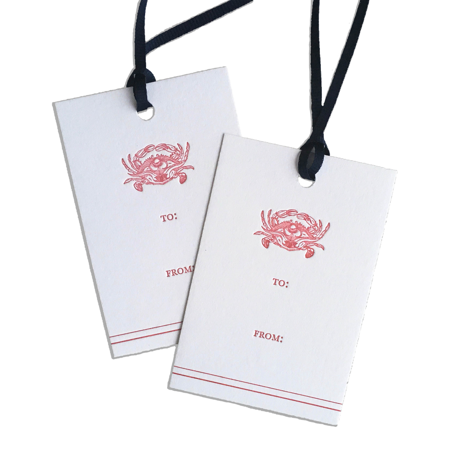 Crab Letterpress Gift Tags, Set of 6